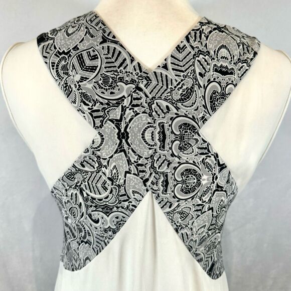 BCBGMaxazria black and white color block Veronika print tunic blouse top size XS - Picture 5 of 6